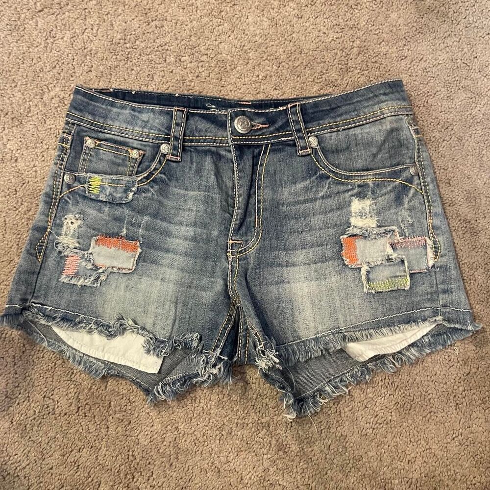 Boho Patchwork Cutoff High Rise Shorts - size 27 waist